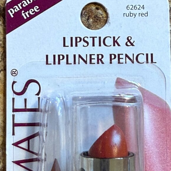 Colormates Lipstick And Lip Liner Pencil Ruby Red Long Lasting Vitamin E Duo New - Picture 5 of 8